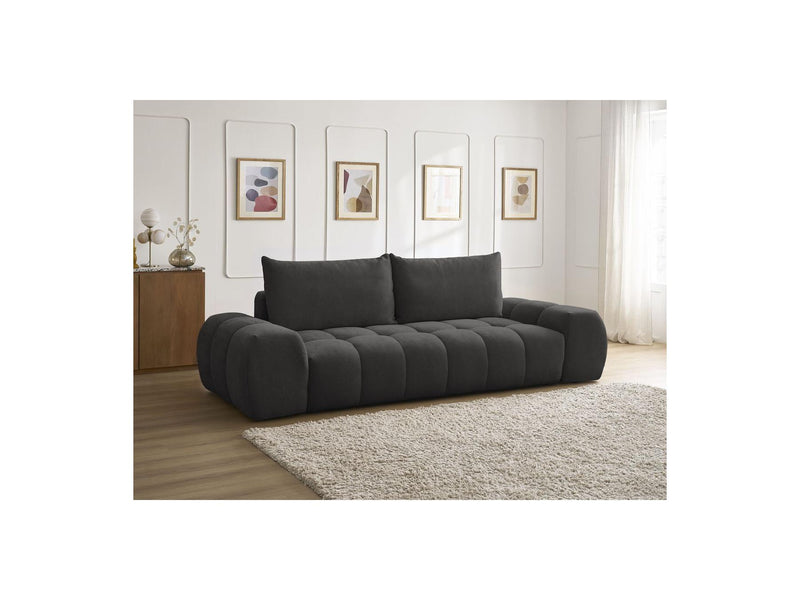 Canapé Droit Convertible Coffre - Everest - Tissu Texturé - 2 Coussins