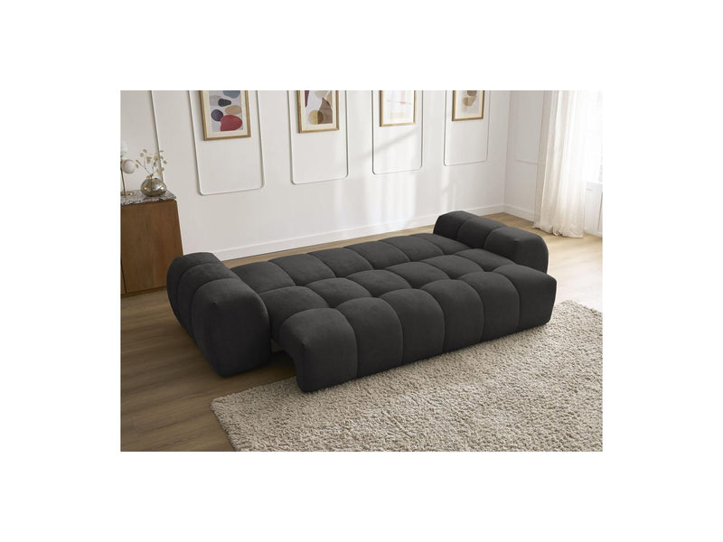 Canapé Droit Convertible Coffre - Everest - Tissu Texturé - 2 Coussins