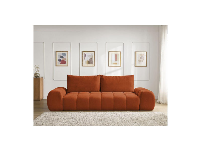 Canapé Droit Convertible Coffre - Everest - Tissu Texturé - 2 Coussins