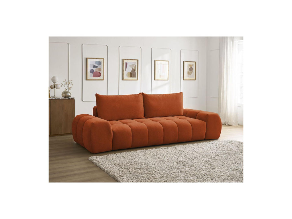 Everest - Sofá recto convertible con arcón - Tejido texturizado - 2 cojines
