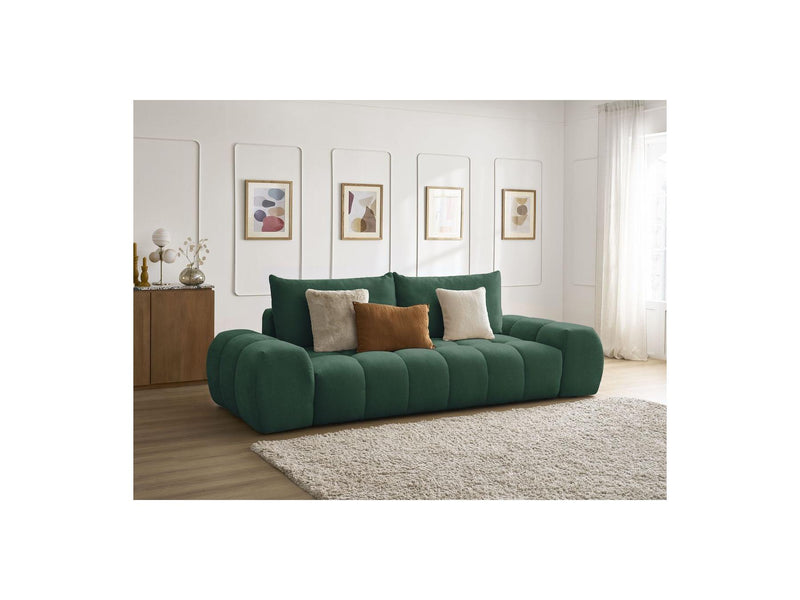 Canapé Droit Convertible Coffre - Everest - Tissu Texturé - 2 Coussins