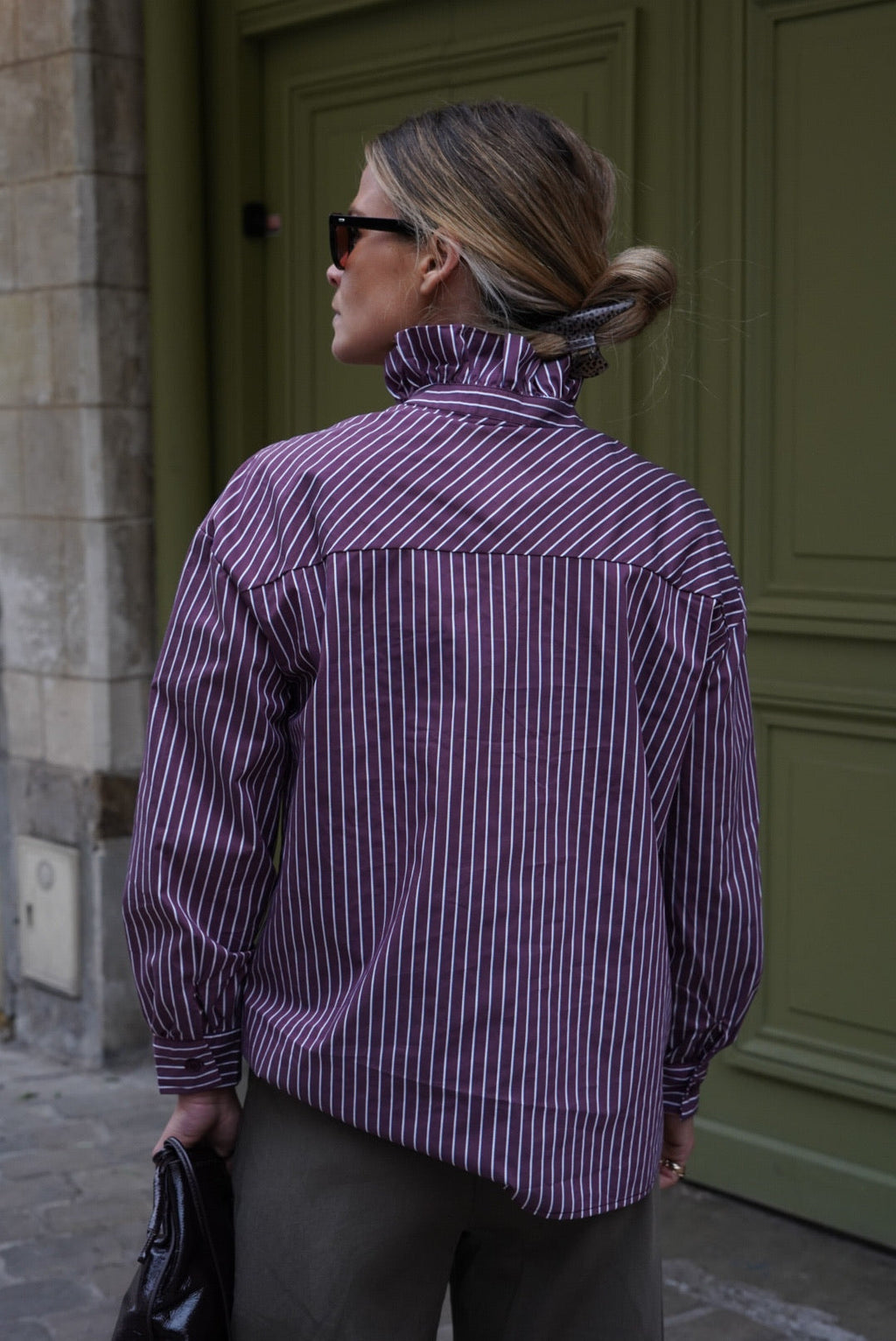 Clara Blouse Burgundy Stripe