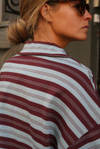 Hector Striped Polo Shirt Burgundy/Sky Blue