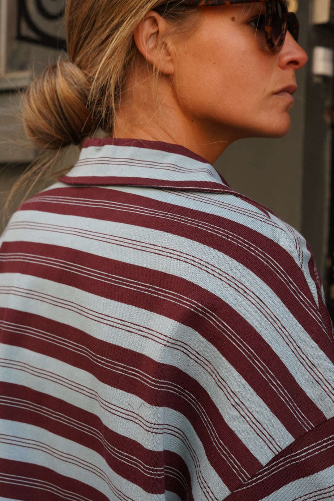 Hector Striped Polo Shirt Burgundy/Sky Blue