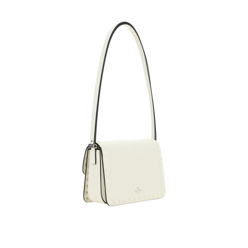 Valentino Garavani Rockstud Leather Shoulder Bag - White - Woman
