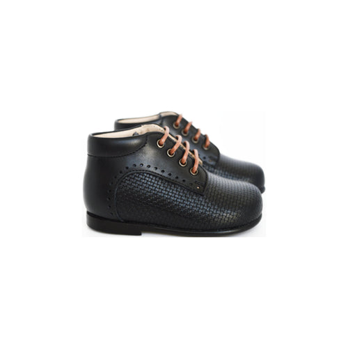 Zapatos Bebé Botitas Cordones Marceau - Piel Azul Marino - Mixto