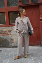 Eugene Check Trousers Ecru/Bordeaux