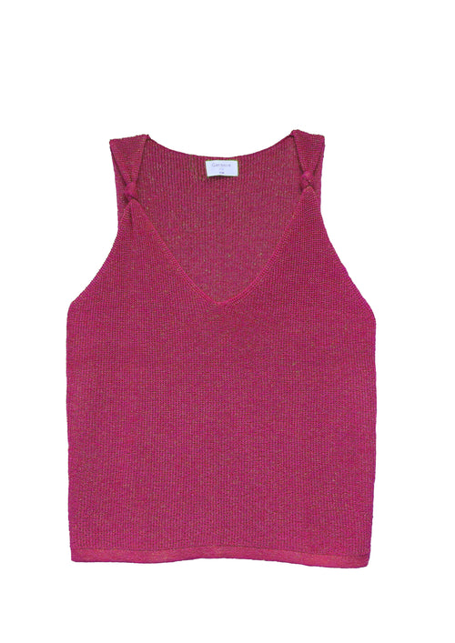 Fine knit tank top with bows on straps madder paris Woman spring summer