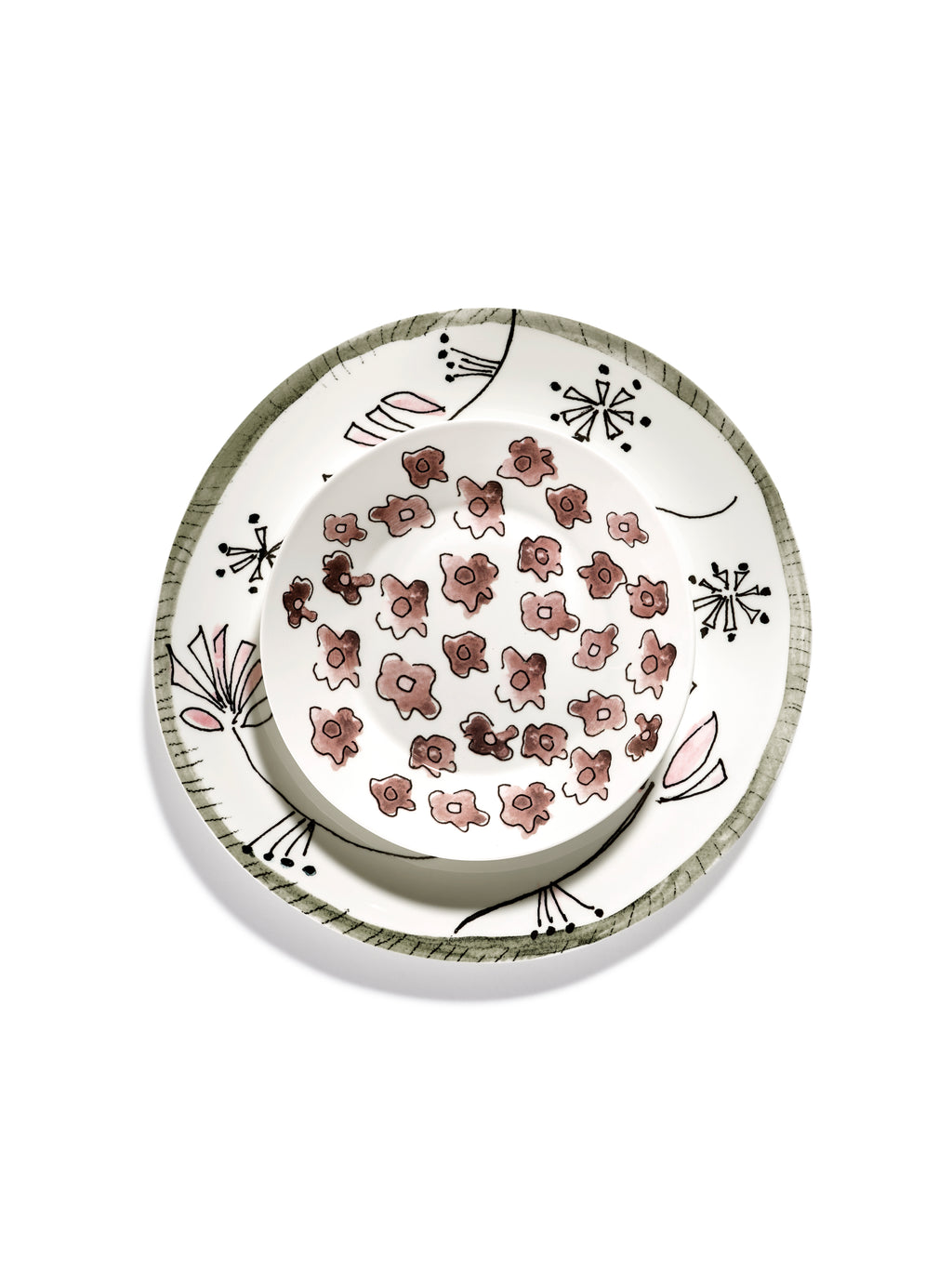 Midnight Flowers - Lot De 2 Assiettes Creuses - S - Porcelaine Bone China - Foncé Viola