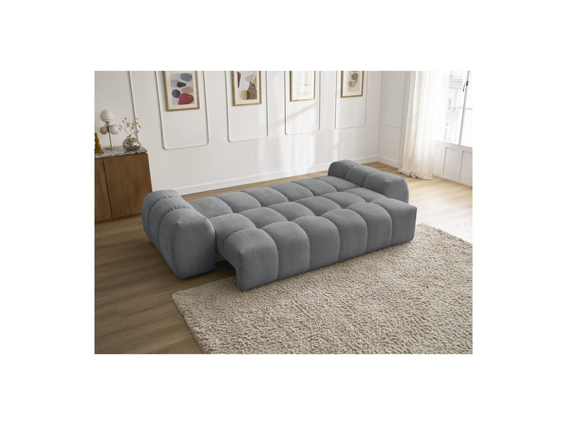 Canapé Droit Convertible Coffre - Everest - Tissu Chiné - 2 Coussins