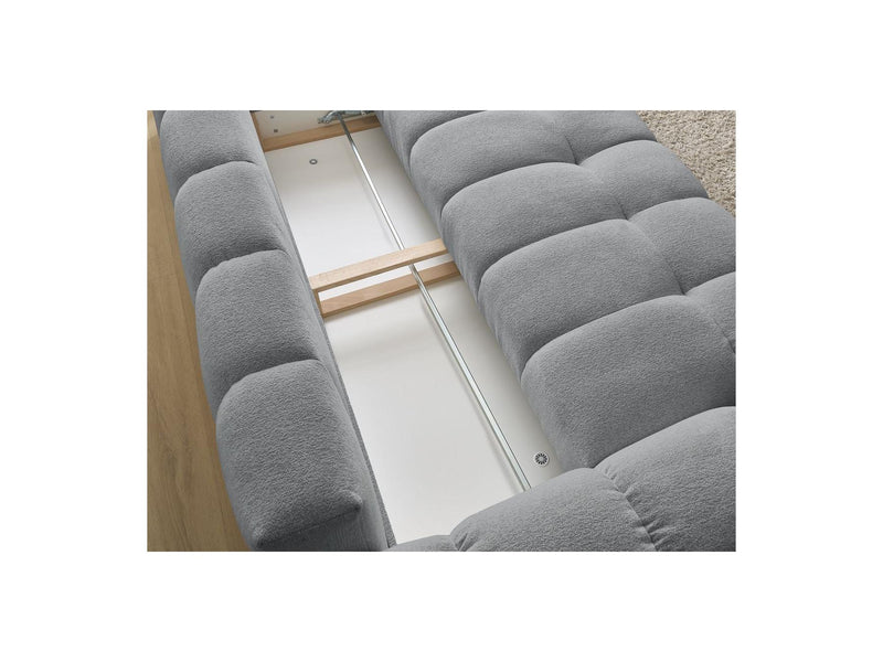 Canapé Droit Convertible Coffre - Everest - Tissu Chiné - 5 Coussins