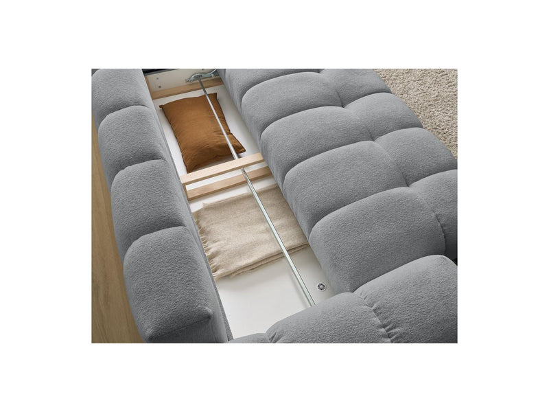 Canapé Droit Convertible Coffre - Everest - Tissu Chiné - 5 Coussins