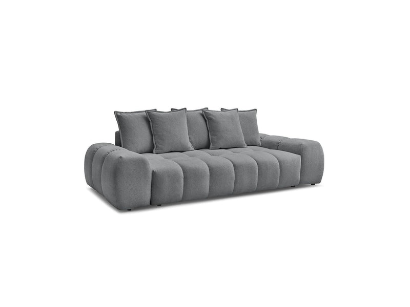 Canapé Droit Convertible Coffre - Everest - Tissu Chiné - 5 Coussins
