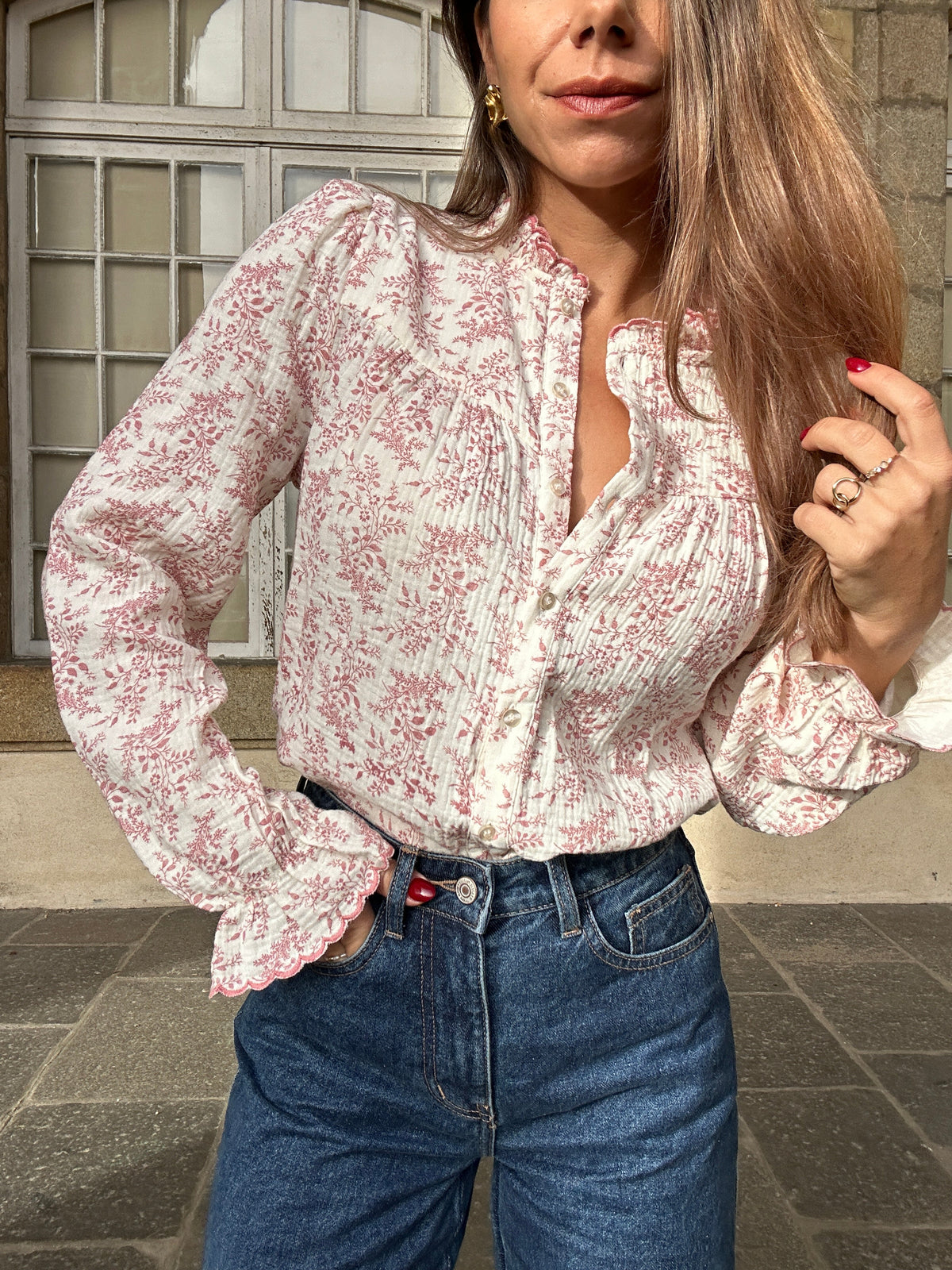 Blusa de flores Amélia rosa