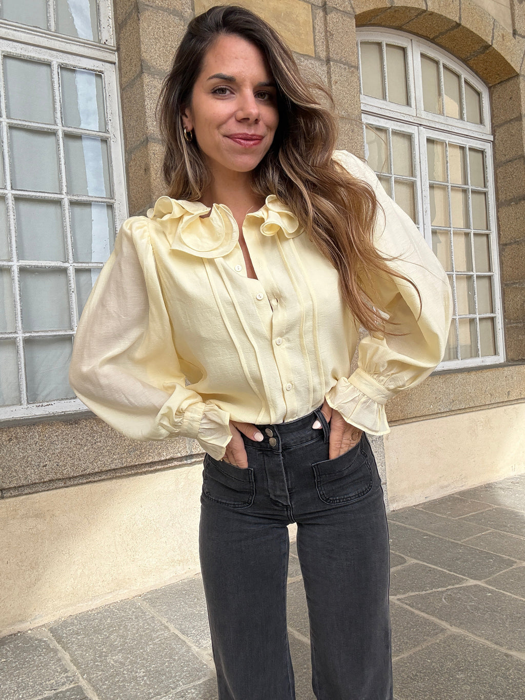 Blouse Brune jaune pâle