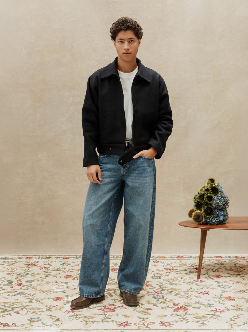 Blouson Sculpture Bleu Minuit