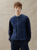 Veste Matelassée Unisexe Trait Fleuri Denim