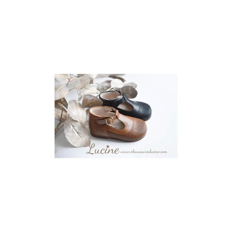 Baby Shoes Mary Jane Ankle Boots with Buckle - Camel Leather - Unisex