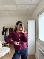 Giulia Chunky Knit Cardigan Burgundy