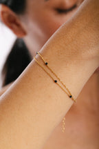 Collier-Bracelet Satellite - Agate Noire