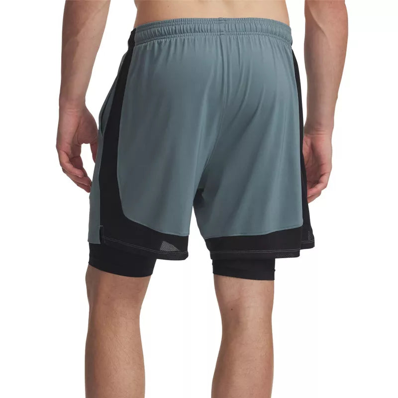 Short Tech Vent 2In1 - Bleu Gris, Noir - Homme
