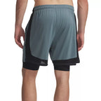 Short Tech Vent 2In1 - Bleu Gris, Noir - Homme