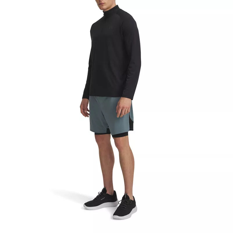 Short Tech Vent 2In1 - Bleu Gris, Noir - Homme