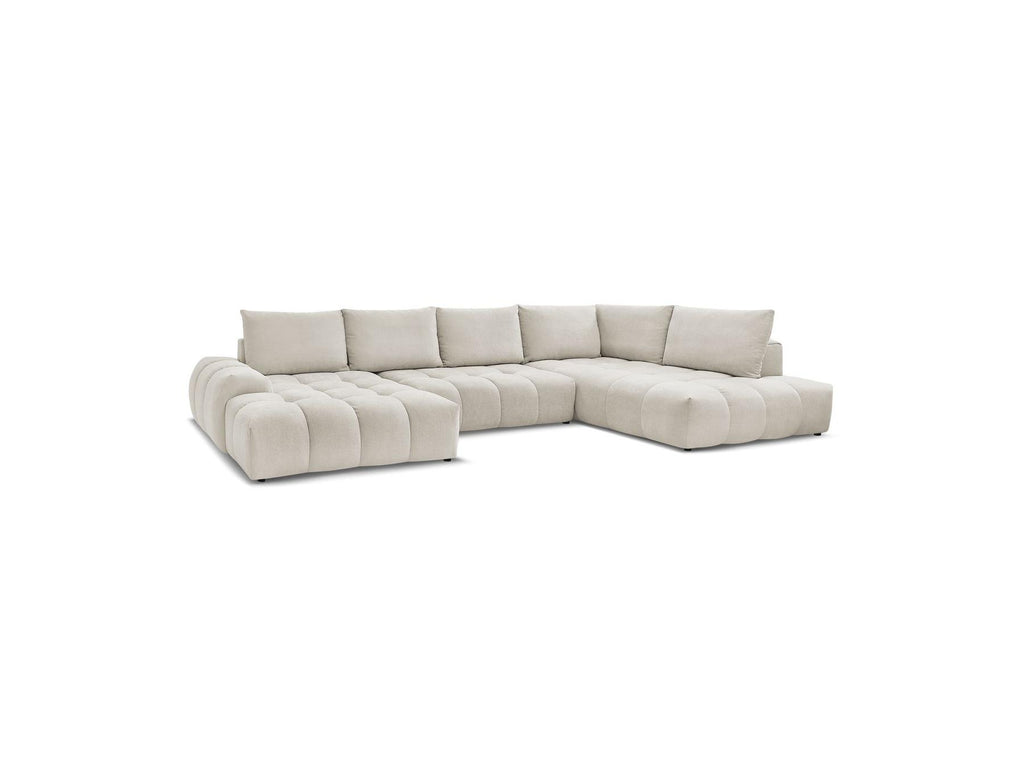 Everest - Canapé Panoramique Convertible Coffre - Tissu Texturé - Angle Gauche - 6 Coussins