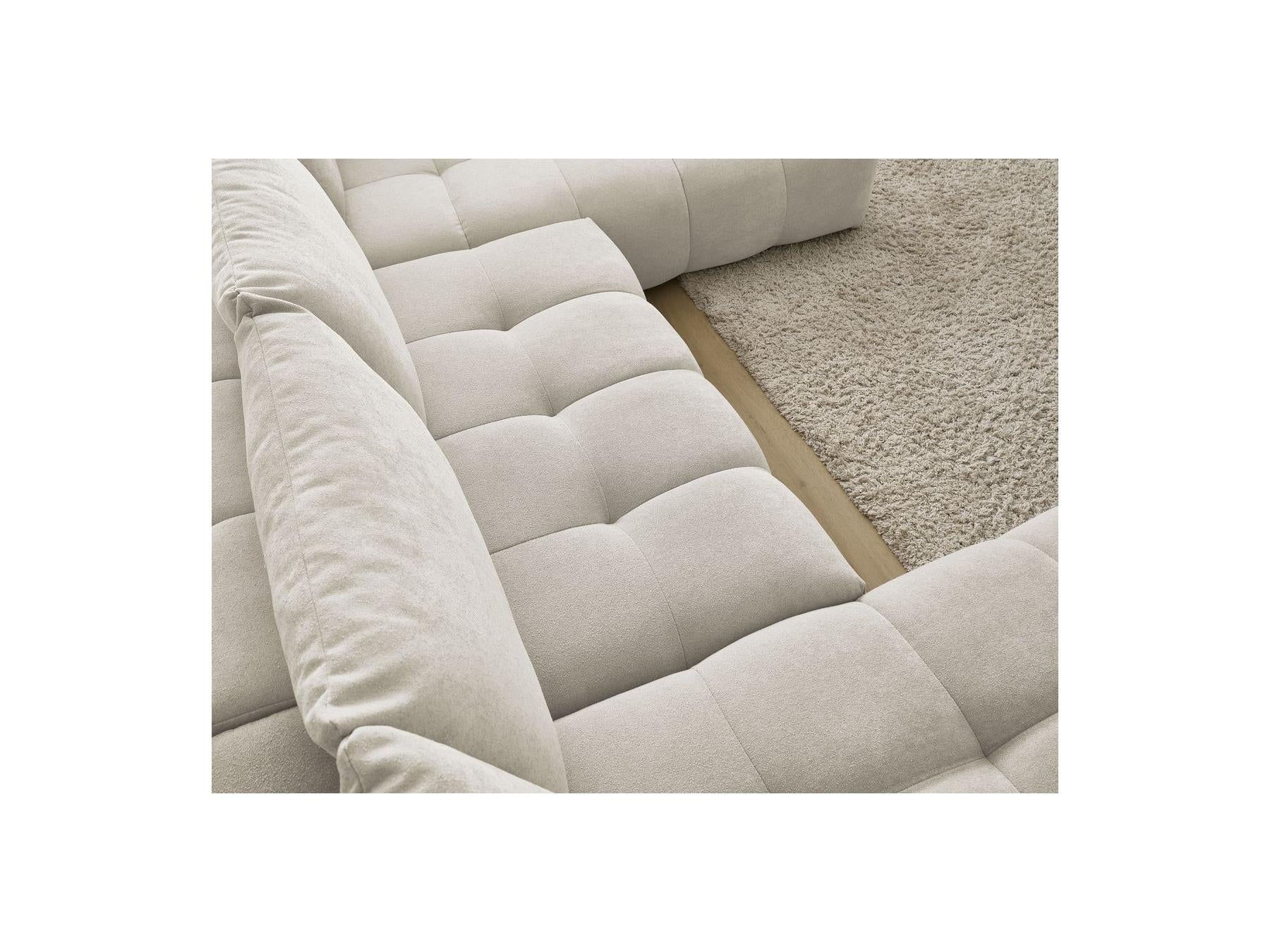 Everest - Canapé Panoramique Convertible Coffre - Tissu Texturé - Angle Gauche - 6 Coussins