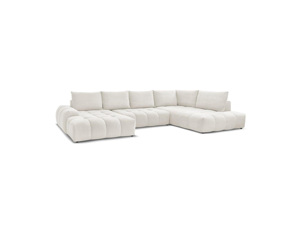 Everest - Canapé Panoramique Convertible Coffre - Tissu Texturé - Angle Gauche - 6 Coussins
