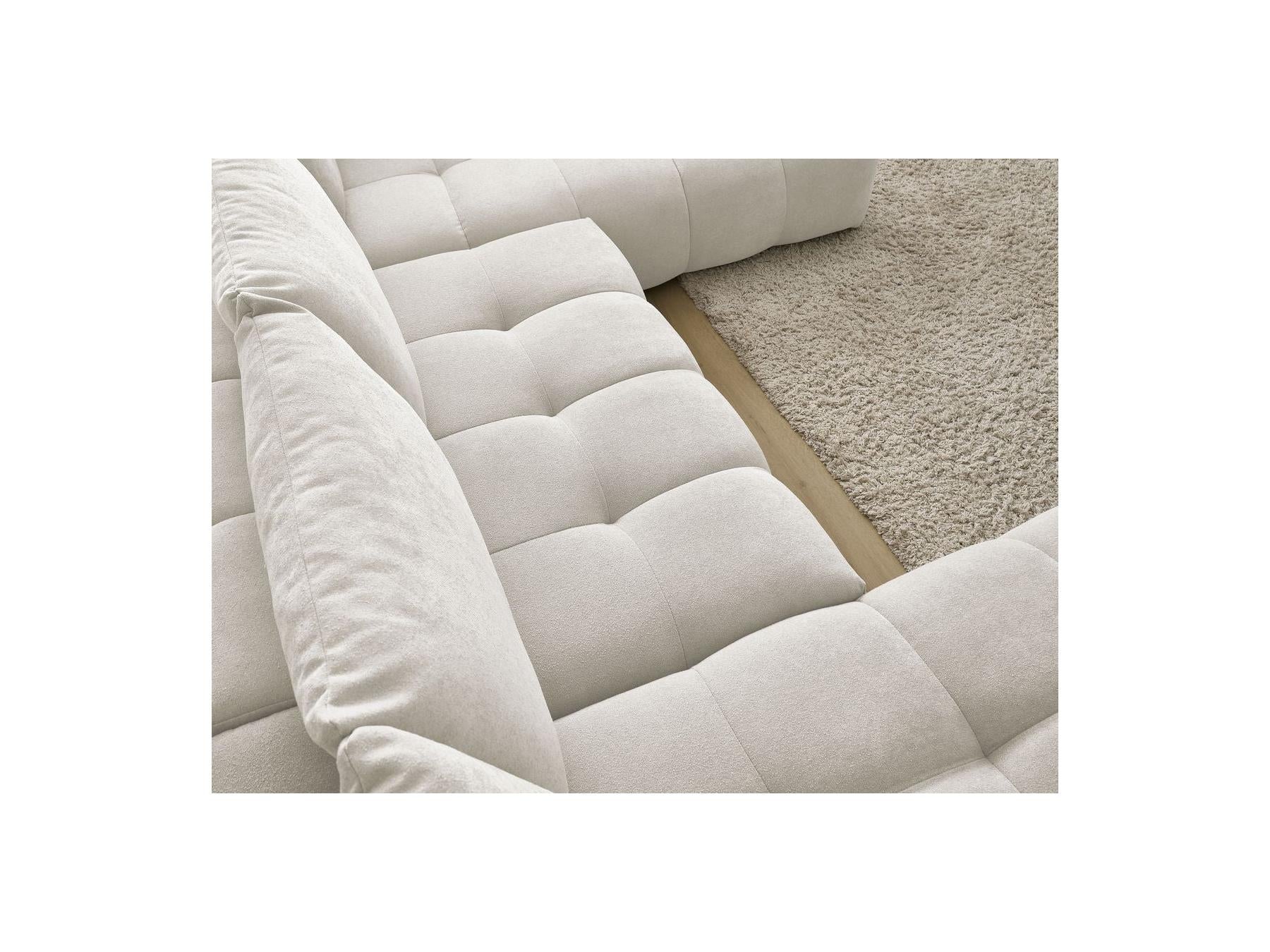 Everest - Canapé Panoramique Convertible Coffre - Tissu Texturé - Angle Gauche - 6 Coussins