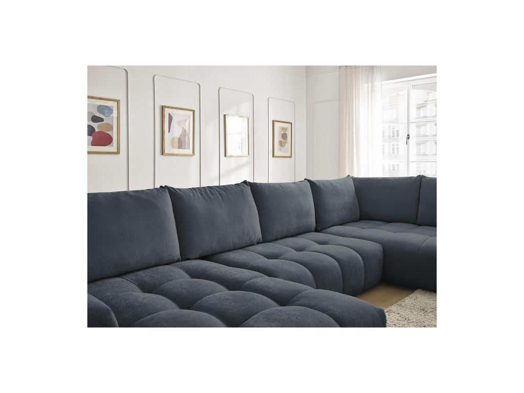 Everest - Canapé Panoramique Convertible Coffre - Tissu Texturé - Angle Gauche - 6 Coussins