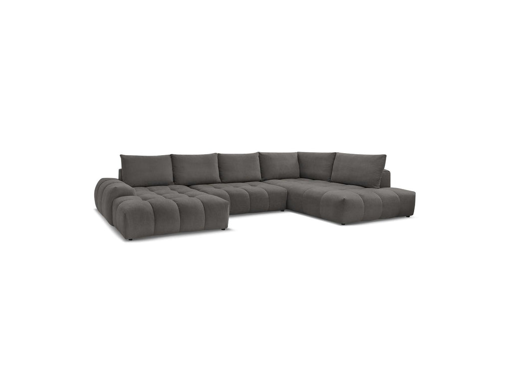 Everest - Canapé Panoramique Convertible Coffre - Tissu Texturé - Angle Gauche - 6 Coussins