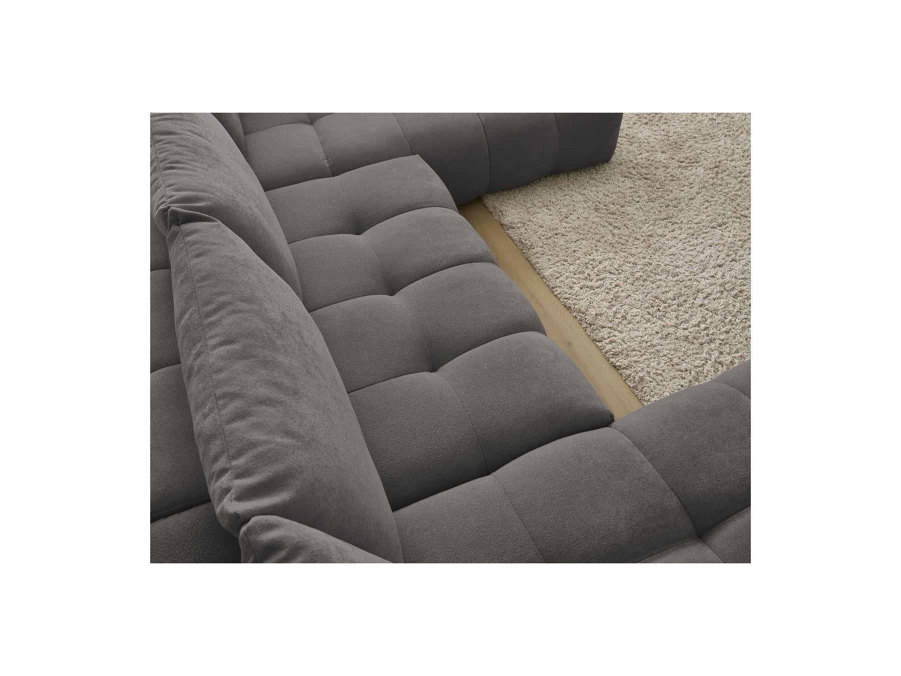 Everest - Canapé Panoramique Convertible Coffre - Tissu Texturé - Angle Gauche - 6 Coussins