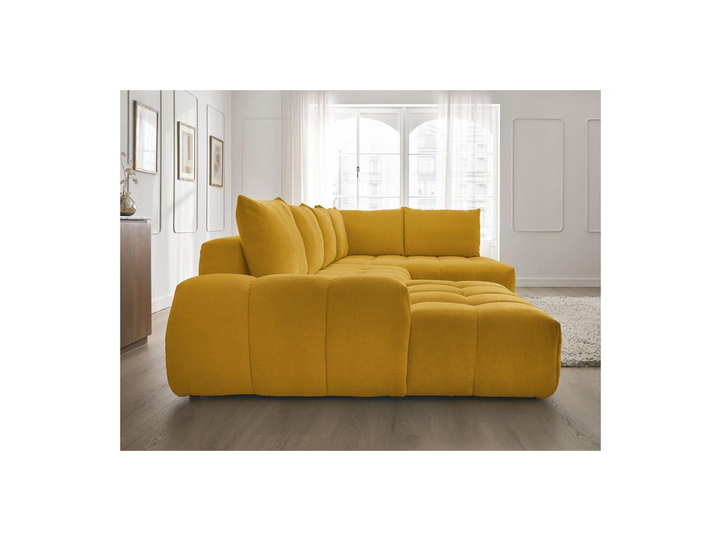 Everest - Canapé Panoramique Convertible Coffre - Tissu Texturé - Angle Gauche - 6 Coussins