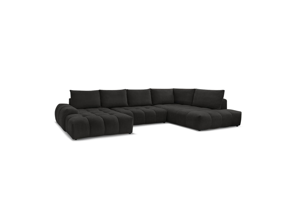 Everest - Canapé Panoramique Convertible Coffre - Tissu Texturé - Angle Gauche - 6 Coussins