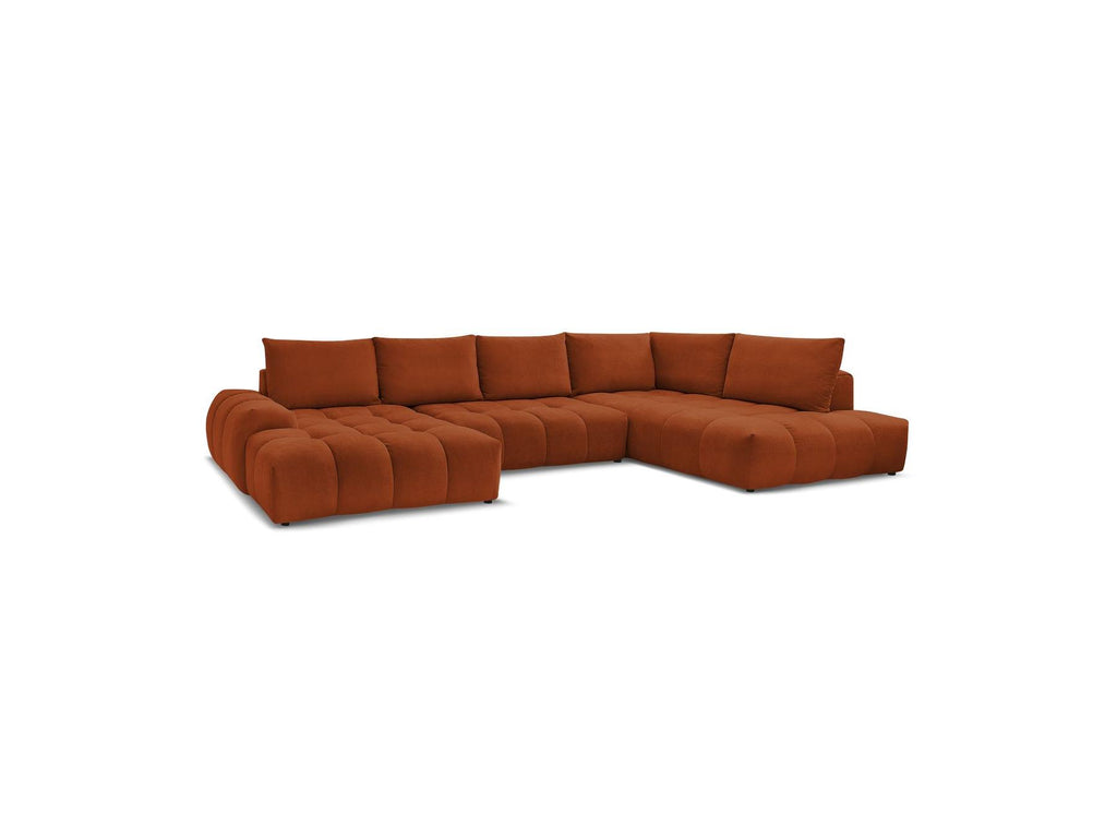 Everest - Canapé Panoramique Convertible Coffre - Tissu Texturé - Angle Gauche - 6 Coussins