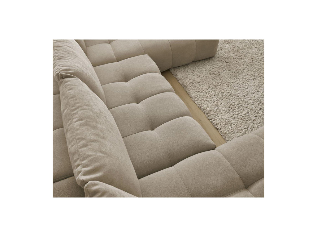 Everest - Canapé Panoramique Convertible Coffre - Tissu Texturé - Angle Gauche - 6 Coussins