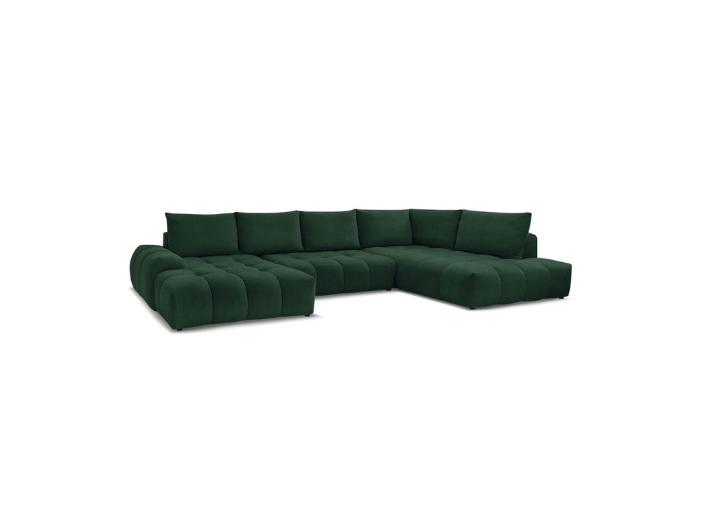 Everest - Canapé Panoramique Convertible Coffre - Tissu Texturé - Angle Gauche - 6 Coussins