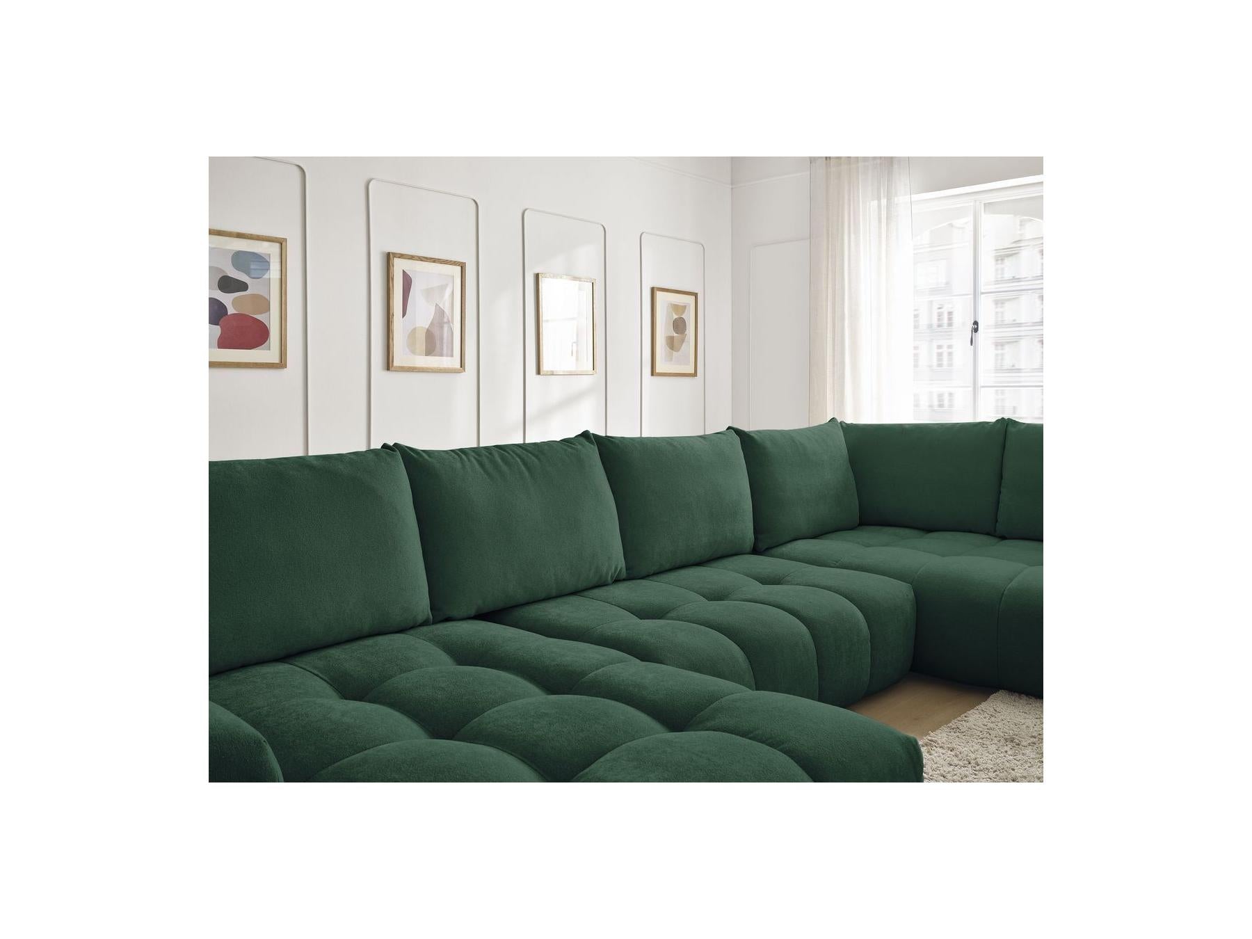 Everest - Canapé Panoramique Convertible Coffre - Tissu Texturé - Angle Gauche - 6 Coussins
