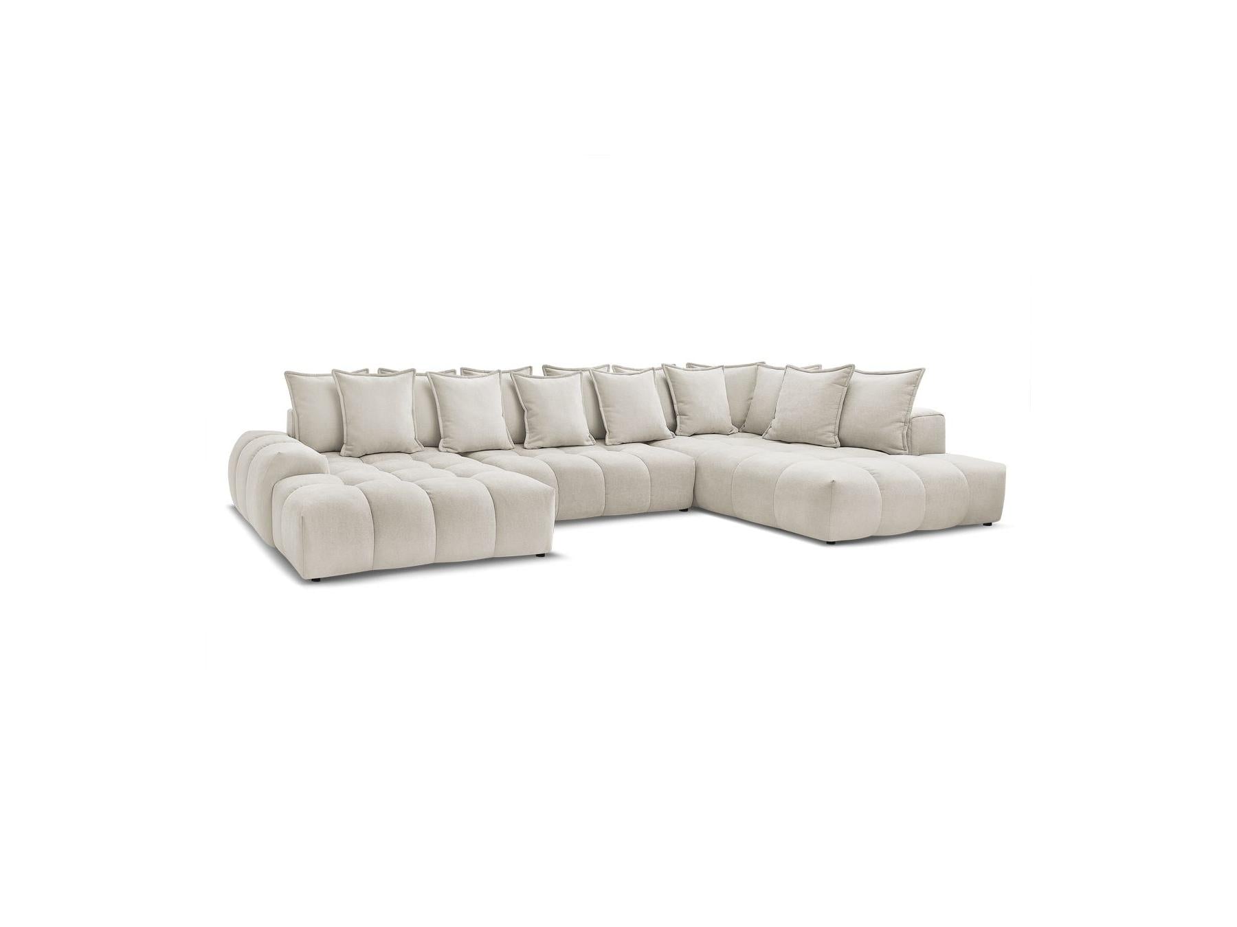 Everest - Panoramic Convertible Storage Sofa - Textured Fabric - Left-Hand Corner - 14 Cushions
