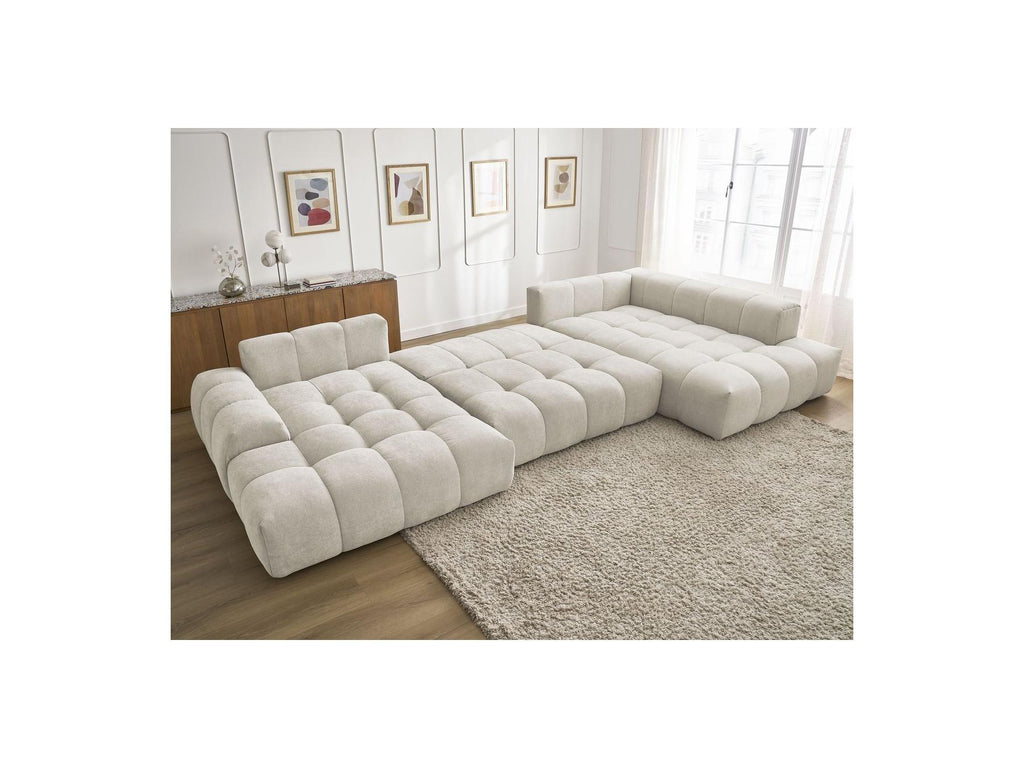 Everest - Panoramic Convertible Storage Sofa - Textured Fabric - Left-Hand Corner - 14 Cushions