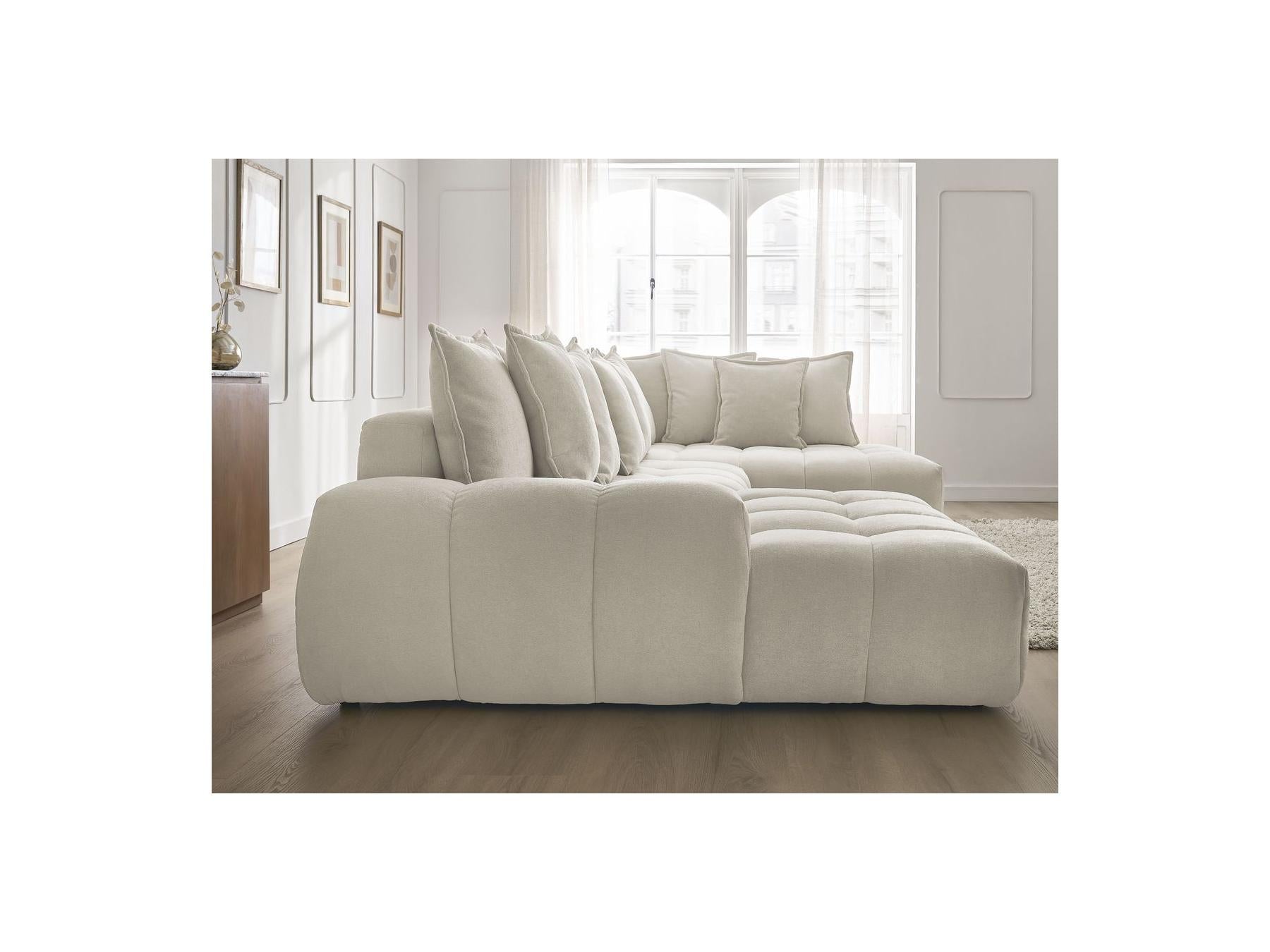 Everest - Panoramic Convertible Storage Sofa - Textured Fabric - Left-Hand Corner - 14 Cushions