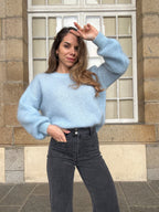 Gaia ice blue mohair and wool knit