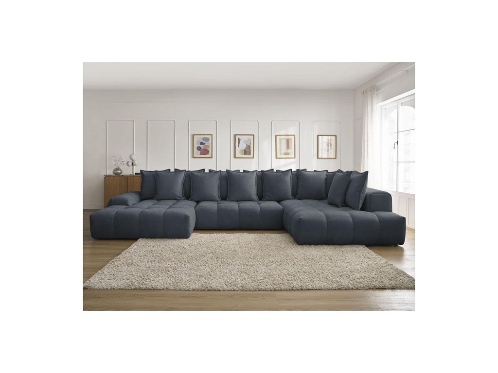 Everest - Panoramic Convertible Storage Sofa - Textured Fabric - Left-Hand Corner - 14 Cushions