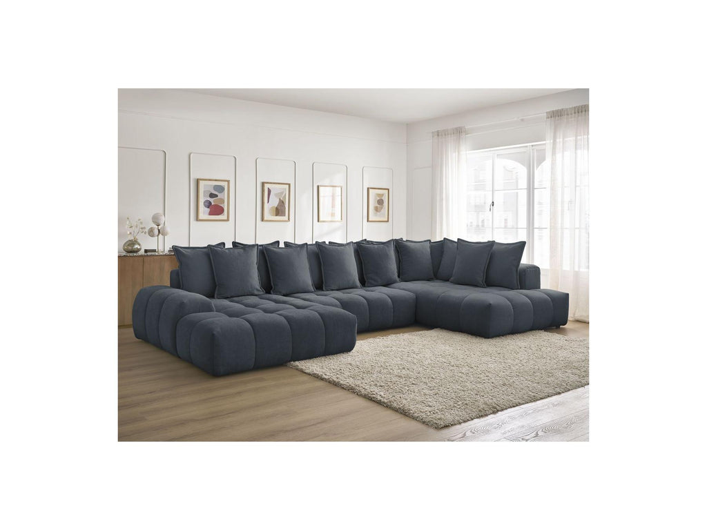 Everest - Panoramic Convertible Storage Sofa - Textured Fabric - Left-Hand Corner - 14 Cushions