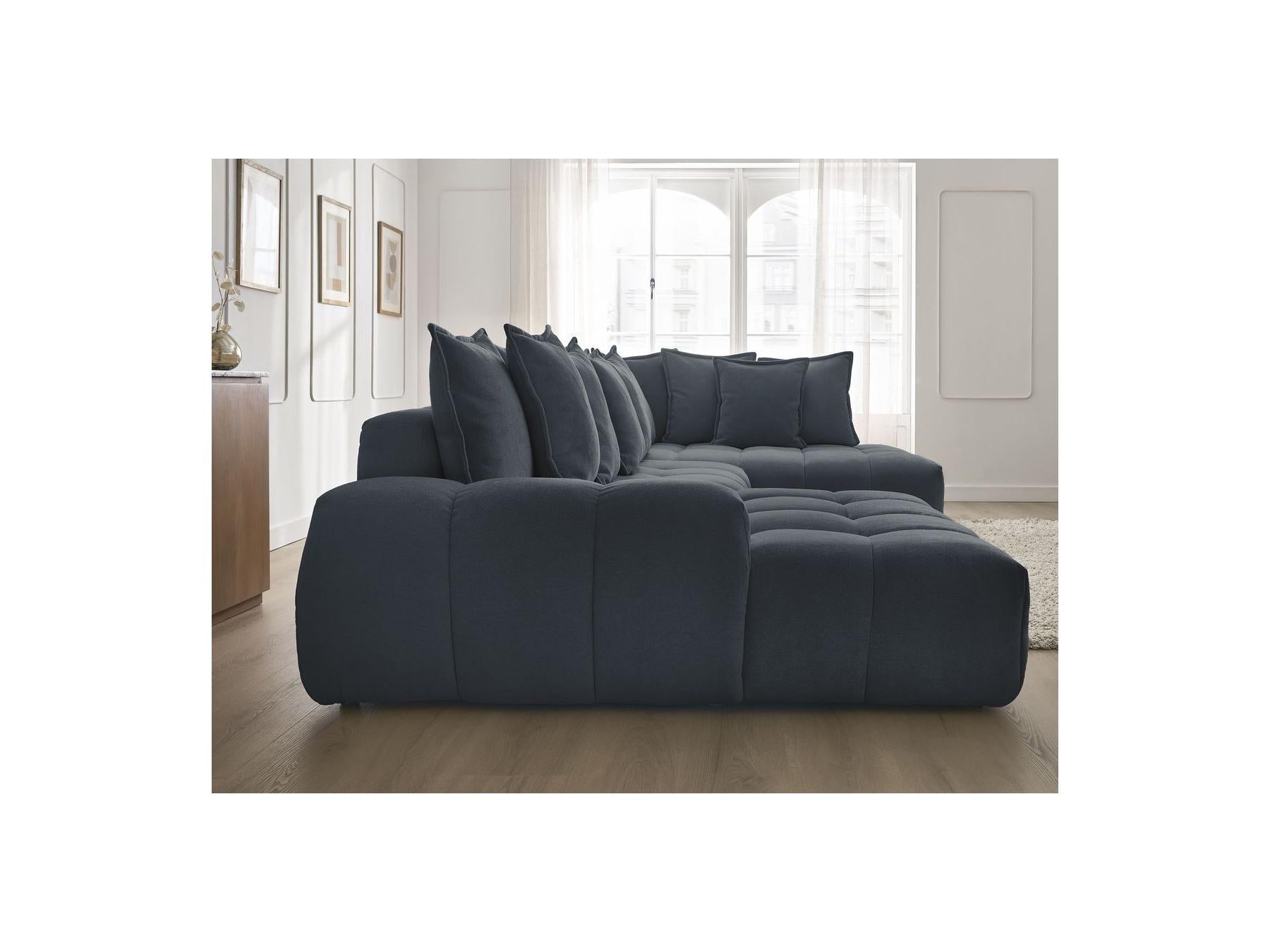 Everest - Panoramic Convertible Storage Sofa - Textured Fabric - Left-Hand Corner - 14 Cushions