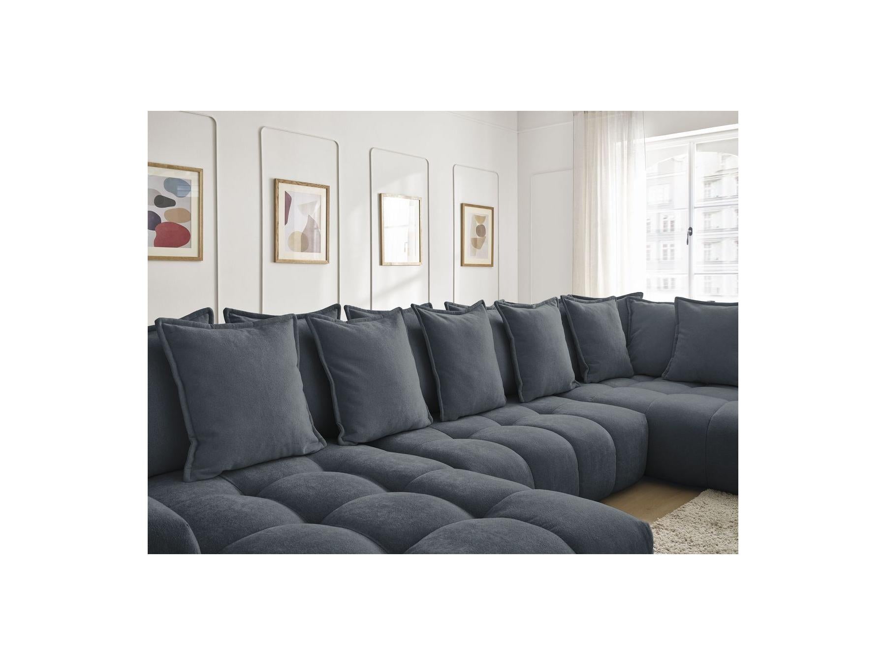 Everest - Panoramic Convertible Storage Sofa - Textured Fabric - Left-Hand Corner - 14 Cushions