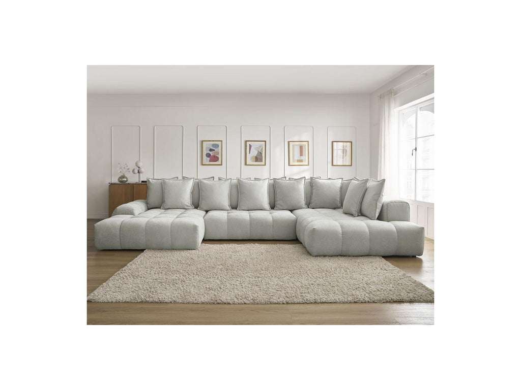 Everest - Panoramic Convertible Storage Sofa - Textured Fabric - Left-Hand Corner - 14 Cushions