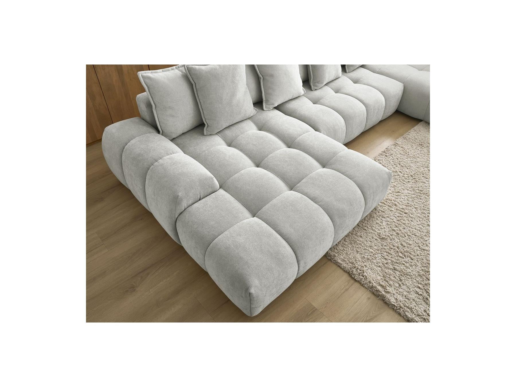Everest - Panoramic Convertible Storage Sofa - Textured Fabric - Left-Hand Corner - 14 Cushions